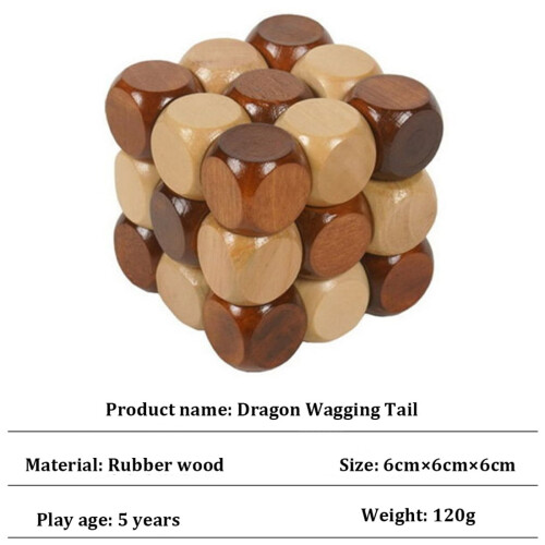 Wooden Brain Teaser Puzzle Kongming Lock Cube Boosts Problem Solving for Adults and Kids Gift 2