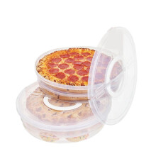 Porta Pizzas de 12 Pulgadas con Tapa y Divisor, Paquete de 2, Contenedor Reutilizable para Pizza, Porta Pizza Expandible con Asa