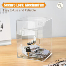 Clear Piggy Bank with Lock, Acrylic Piggy Bank with Key for Adults Kids Openable, Reusable Money Saving Box for Birthday