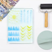 Gel Printing Plate Kit, with 8x10inch Gelatin Plate, Printmaking Paper, Acrylic Paint for Art, Monoprinting,Card Making