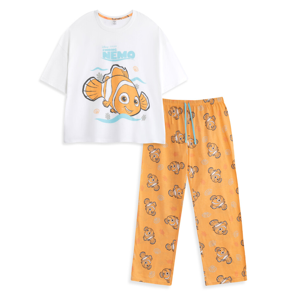 Disney (Large) Short Sleeve Long Leg Pyjama Set (Womens ) White