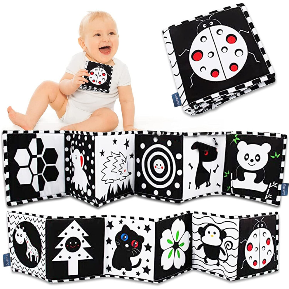 Black and White Baby Book with  Contrast Visuals, Soft Fabric Pages for Newborns 06 Months