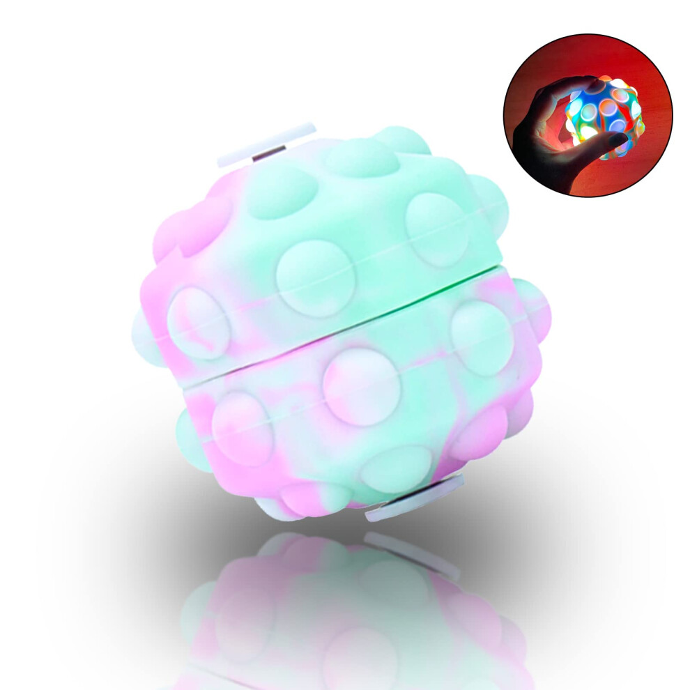 Light Led Up Fidget Spinner Bracelet Rotating Push Pop Bubble Toy Wearable Silicone Stress Relief