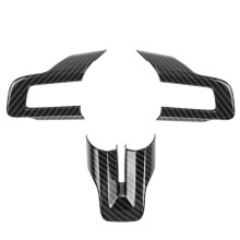 Carbon Fiber Black Steering Wheel Cover Trim for Mustang 2016-2023 Interior Decoration Style