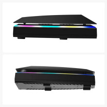 For PS5 Console Upper Cooling Fan Base Game Cooler Stand Bracket with RGB Dustproof Atmosphere Colorful Lighting LED(B)
