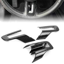 Carbon Fiber Black Steering Wheel Cover Trim for Mustang 2016-2023 Interior Decoration Style