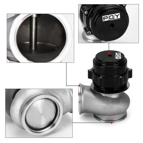 Turbo Esterno Wastegate con Flangia Vband Nera da 60 mm per  Auto Universali per  per 2