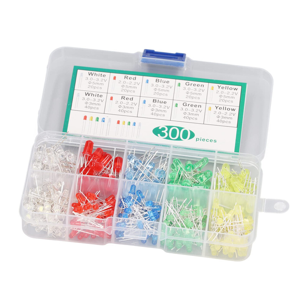 Led Diodes 300Pcs 3Mm 5Mm Brightness Five Color Set Heat Resistant Design For Projects 9073542385288