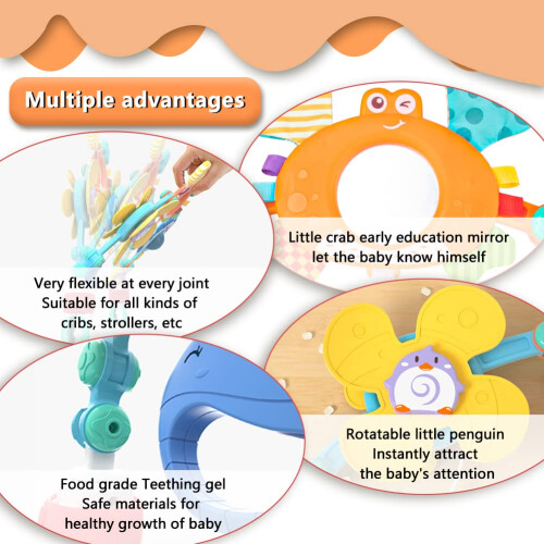 Baby Stroller Activity Arch Toy with MultiSensory Play and Teether for Infant Car Seat 2
