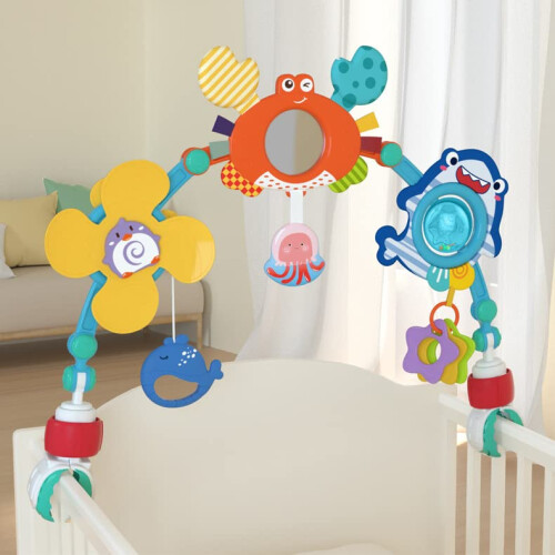 Baby Stroller Activity Arch Toy with MultiSensory Play and Teether for Infant Car Seat 1