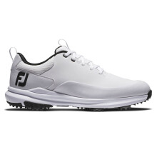 (UK 7.5, White/Black) Footjoy Mens Tour Rival Synthetic Leather Cushioned Waterproof Golf Shoes