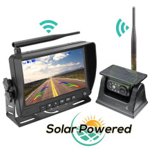 Caméra de Recul Magnétique Solaire Sans Fil HD DVR, Écran IPS 7 Pouces, Rechargeable, pour Remorque, Camping-Car, Camion, Voiture.