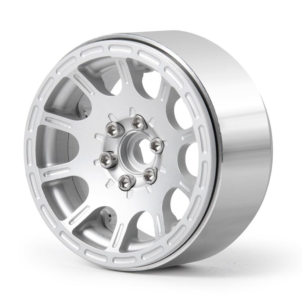 Rc Crawler Beadlock Wheels 2.2 Inch Alloy Rims For Axial Scx10 Trx4 1/10 Truck Silver 9174973067382