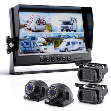 1080P Rückfahrkamera-System-Kit, 9-Zoll-HD-DVR-Monitor mit Rückfahr-/Seitenansichtskamera für Wohnmobil, LKW, Sattelzugmaschine und Anhänger