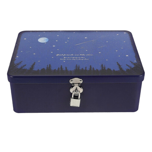 Rectangle Iron Storage Box with Lock Desktop Organizer Keepsakes Box Lockable Storage Container Desktop Sundries Cards Storage Box 1