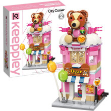Japanese Street View Building Blocks DIY Modular Kit with Teddy Theme MultiLevel Collectible Model