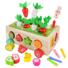 Montessori Wooden Toys Shape Sorter Carrot Harvest PullAlong Orchard Toy for Toddlers Ages 24