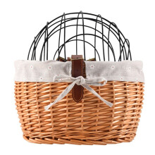 Cat Dog Bicycle Front Handlebar Basket Pets Handwoven Wicker MTB Road Bike Basket Pet Cat Dog Carrier