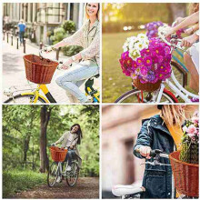 Vintage Rotan Fietsmanden voor Kinderen, Fiets-Scootermand, Kinderfietsmand, XS (Houtkleur)