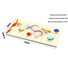 Hölzernes Planetenpuzzle, Montessori-Lernspielzeug, Kinder Verändern Kognitives Weltkarten-Matching-Spiel für 3-6-Jährige C