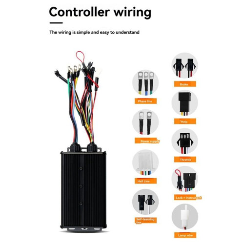 48-72v E-Bike Controller 60A 18-Tube Three Mode Sine Wave Controller Lithium-Ion Battery Powered Bicycle Accessories