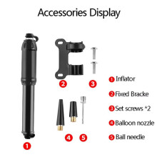 Pompa per Bicicletta, Gonfiatore Portatile per Pneumatici di Biciclette, Pompa Manuale per Bici da Strada e Palla, Include Staffa di Montaggio,