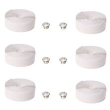 9X Road Bike Bicycle Cork Handlebar Bar Grip Wrap Tape + 6 Bar Plugs-White