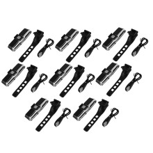 8X USB Wiederaufladbare Vorder- und Rueckseite Fahrradlicht Lithium Batterie Led Fahrradruecklicht Fahrradhelmlampe Fahrradzubehoer Rot - Weiss - Blau
