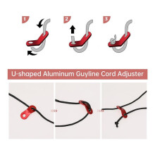 40PCS Aluminum Alloy Rope Tensioner Tent Guyline Cord Adjuster Dual Holes Wind Rope Tent Buckle Ultralight Tent Stakes