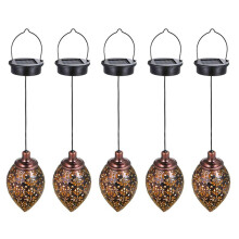 5X Zonnelantaarn voor Buiten Hangende Zonnelantaarns Holle Buitenverlichting Waterdichte Lantaarns Tuinterras Feestdecoratie