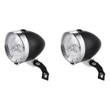 2X Bike Headlights Mountain Bike Retro Headlights 3LED Riding Lights Front Lights Night Riding Equipment Black