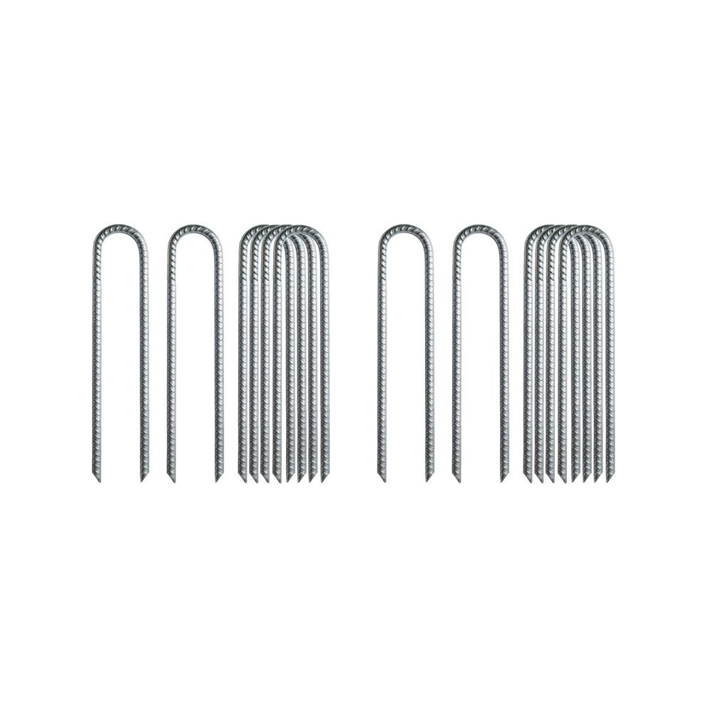 12Pcs Garden Ground Rebar Stakes Tent Nails Galvanized Steel U Pegs Gardening Anchors, Heavy Duty Landscape Pins 12 Inch 6033887392832