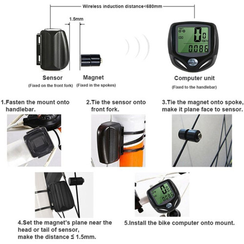 2X Bicycle Wireless Waterproof Magnet Sensor Bicycle Speedometer Digital Odometer Multifunctional Bicycle Accessories