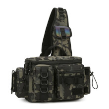 Fishing Tackle Backpack Lure Box Gear Storage Bag Fanny Pack Fly Fishing Backpack with Rod Holder Sling Shoulder Bag-C