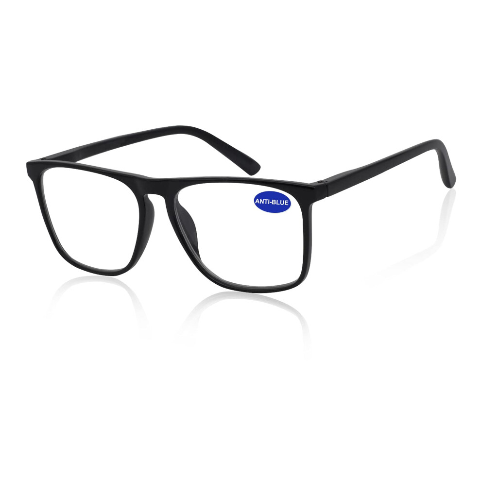 Blue Light Blocking Reading Glasses 6.0x  Magnification Black Frame for Clear CloseâUp Vision