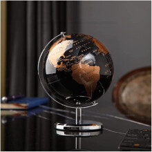 Vintage Decorative World Globe 5.5 Inch Black Sea Rotating Desk Globe with Clear Text Marking