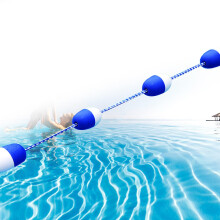 Swimming Pool Lane Divider 6m Blue White Floating Safety Rope with Hooks Visibility Design