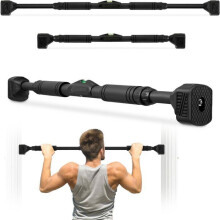 Barre de traction Réglable 74-100 cm Sans Perçage- HyperMotion - Max 200 kg- Acier avec Poignées NBR- Fitness
