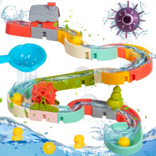 Bath Toys for Toddlers Age 38 with Bathtub Slide Track DIY Wall Play Set and Stainless Steel Duck