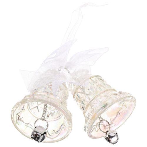 5pcs Acrylic Clear Bell Ornament Xmas Tree Hanging Decor 2