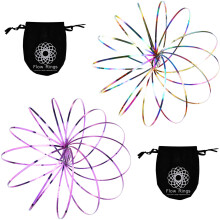 2 Pack Flow Ring Spinner Ring Arm Toy with 3D Kinetic Motion, Metal, Multicolor and Purple