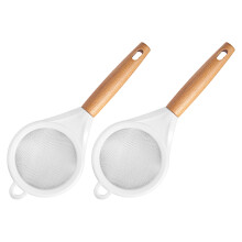 8 Pcs Fine Mesh Straining Sieve With Wood Handle For Kitchen Use