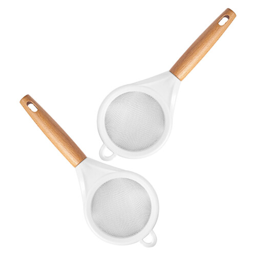 8 Pcs Fine Mesh Straining Sieve With Wood Handle For Kitchen Use 2