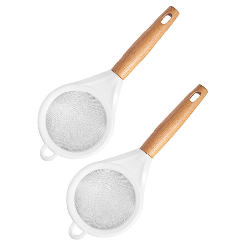 8 Pcs Fine Mesh Straining Sieve With Wood Handle For Kitchen Use 1