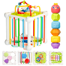 Montessori Toys for 1 Year Old, 5 in 1 Baby Shape Sorter and Stacking Cube for 612 Months