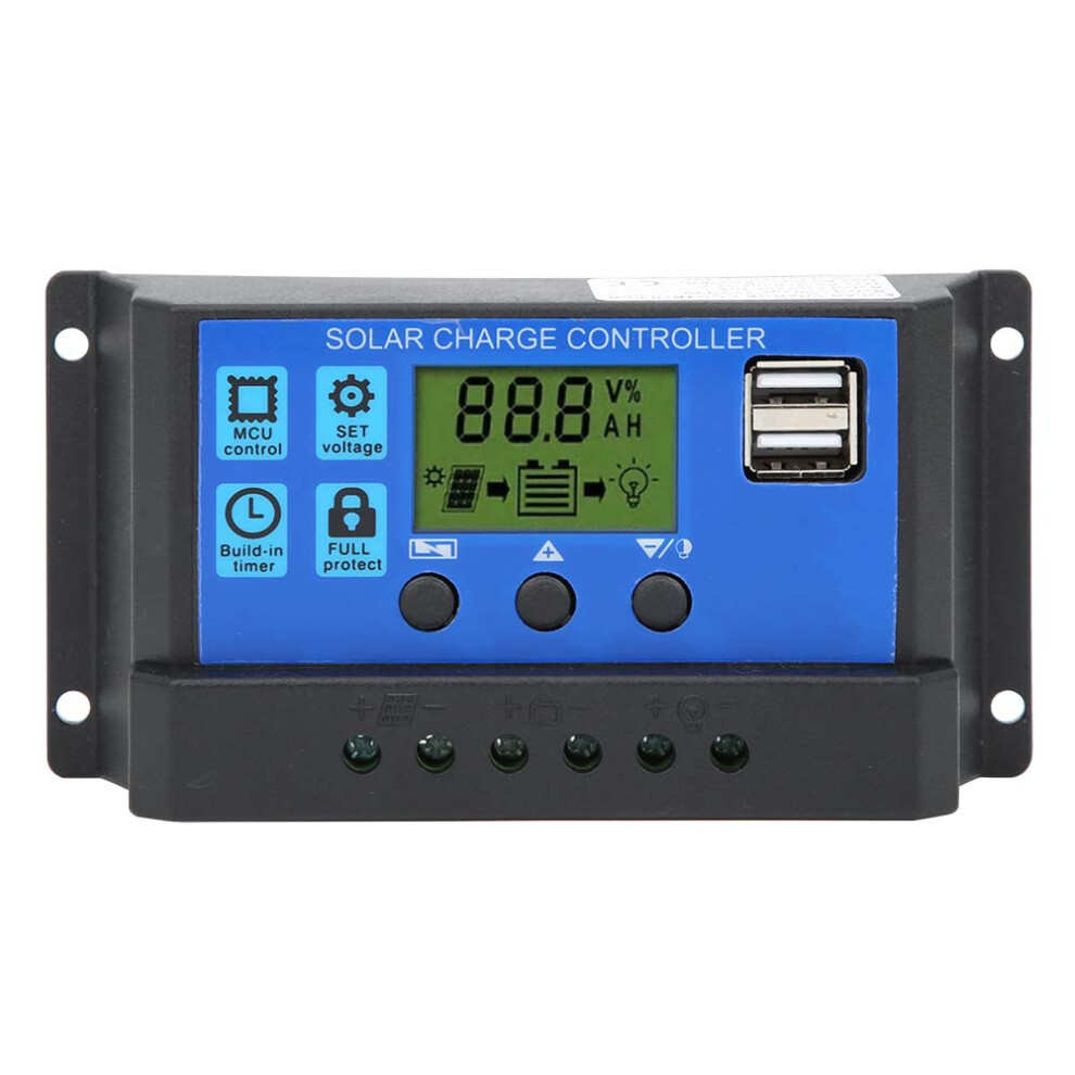 30A Pwm Solar Charge Controller 12V 24V With Lcd Display Dual Usb Ports Overcurrent Protection 9455672112321