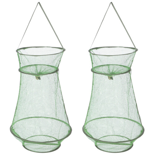 2pcs Folding Fish Basket Nylon Drawstring Protective Net 1