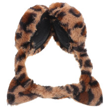 4Pcs Plush Leopard Print Ear Warmers Foldable Soft Winter Ear Muffs