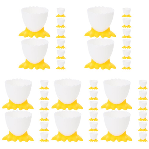 40Pcs Yellow PP Breakfast Egg Cups Cute Cartoon Egg Holders for Home 2