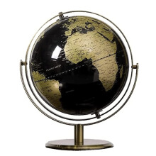 Rotating Black Ocean World Globe with Metal Stand, HD Map, 360 Spin for Office and School